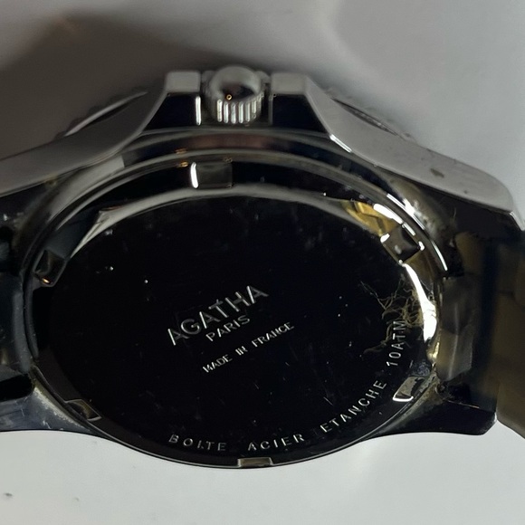 Black Rubber & Stainless Steel Watch From Agatha Paris - Size Small - Picture 6 of 7